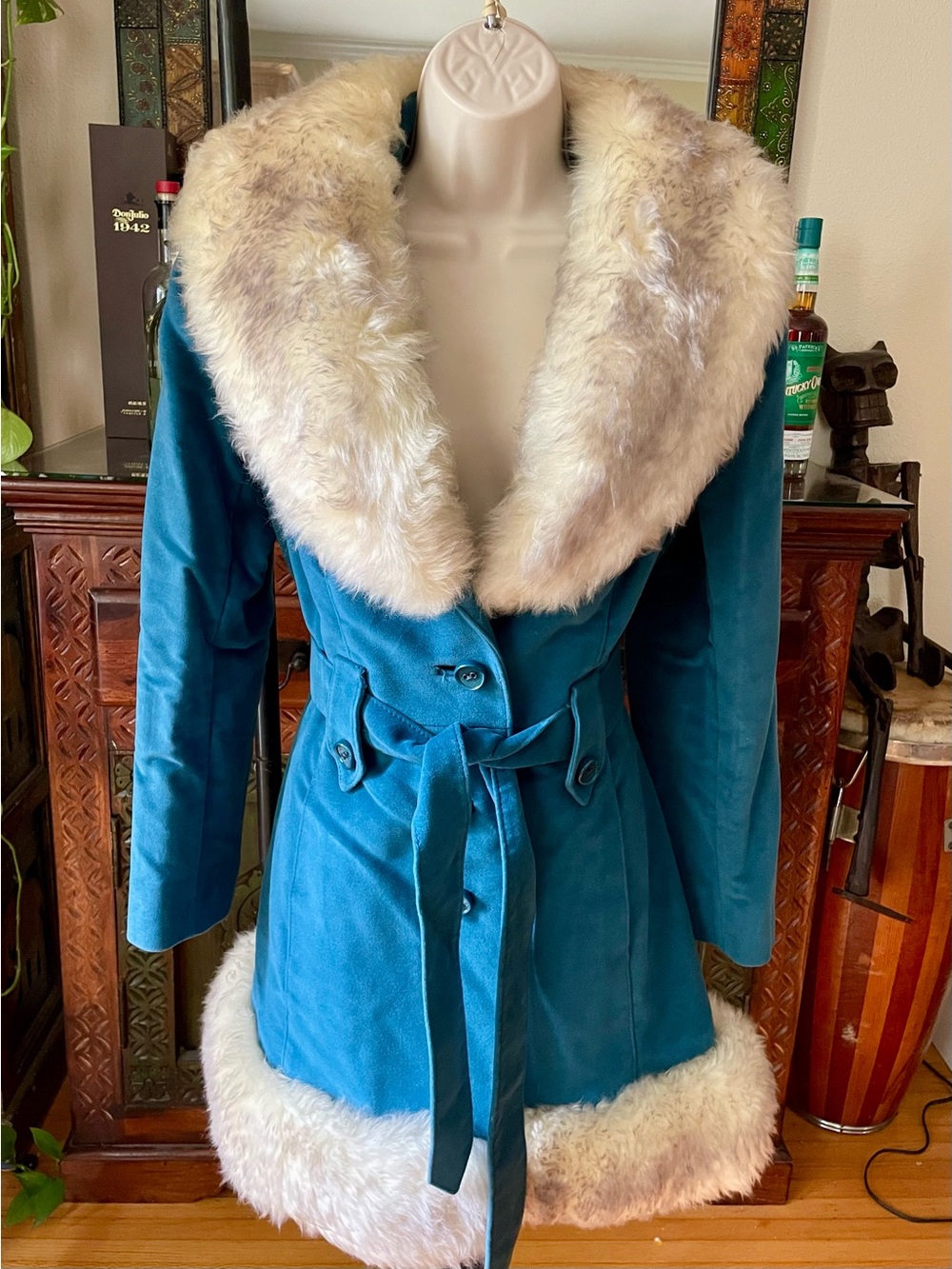 Vintage 60’s/70’s Country Pacer Penny Lane Blue Shearling Coat M